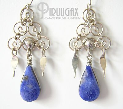 INDIAN BLUE Lapis Sodalite Silver Chandelier Earrings