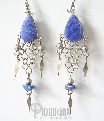 ENIGMA Lapis Sodalite Silver Chandelier Earrings