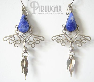BLUE ICICLES Lapis Sodalite Silver Chandelier Earrings