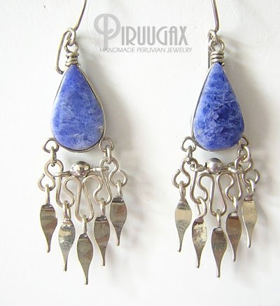 HEAVEN Lapis Sodalite Silver Chandelier Earrings