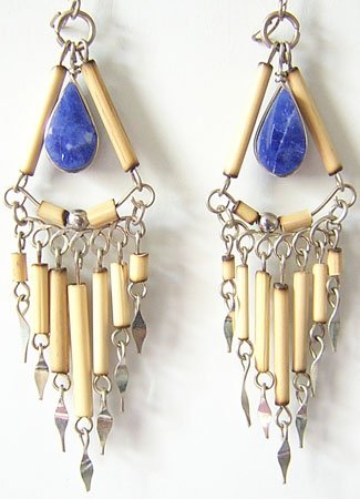 MYSTICAL BLUE Lapis Sodalite Silver Chandelier Earrings