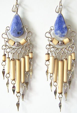 MYSTICAL BLUE Lapis Sodalite Silver Chandelier Earrings