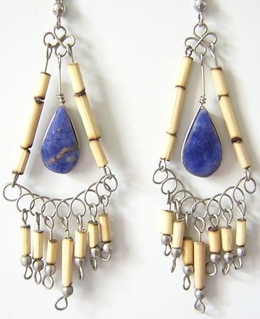 MYSTICAL BLUE Lapis Sodalite Silver Chandelier Earrings