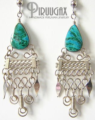 NATIVE TEARS Turquoise Silver Chandelier Earrings