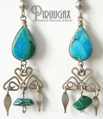 INDIAN PRIDE Turquoise Silver Chandelier Earrings