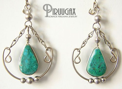 INDIAN PASSION Turquoise Silver Chandelier Earrings