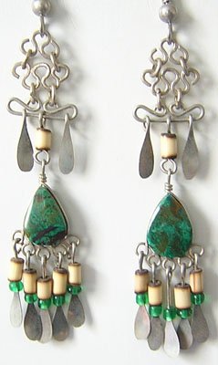 MOUNTAIN STREAM Turquoise Silver Chandelier Earrings