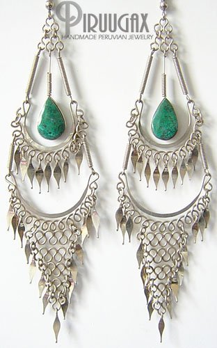 GIPSY QUEEN Turquoise Silver Chandelier Earrings