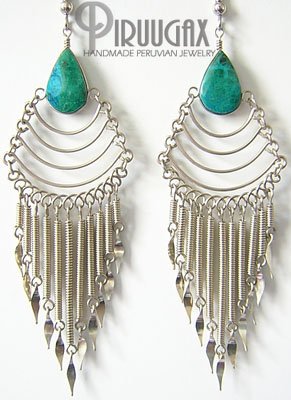 SECRET SANCTUARY Turquoise Silver Chandelier Earrings