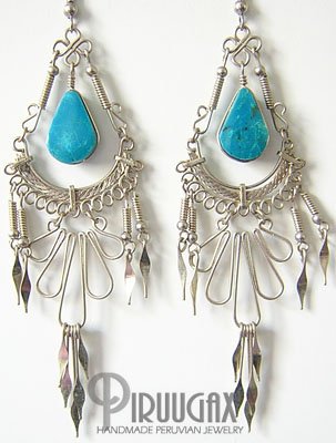 DIVINE ENCHANTMENT Turquoise Silver Chandelier Earrings