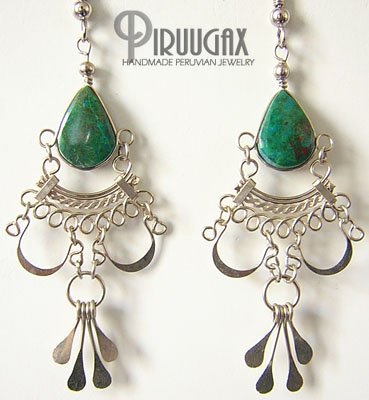 INDIAN ELIXIR Turquoise Silver Chandelier Earrings
