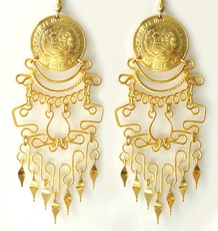 IMPERIAL BEAUTY ~ 24K Gold GP Coins Chandelier Earrings