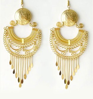GOLD DELIRIUM ~ 24K Gold Plated Vintage Coin Chandelier Earrings