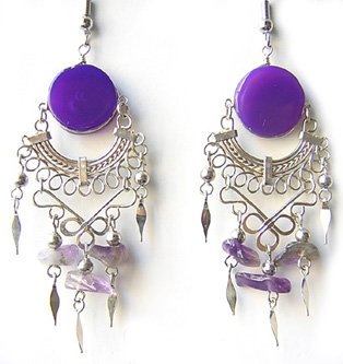 AMETHYST RAIN ~ LG PURPLE AGATE Gypsy Chandelier Earrings