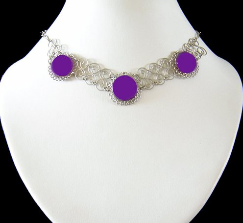 VIOLET SPIRALS ~ Purple Silver Necklace Choker