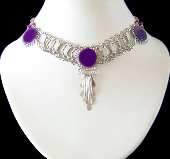 PURPLE SWING~ Silver Dangle Necklace Choker
