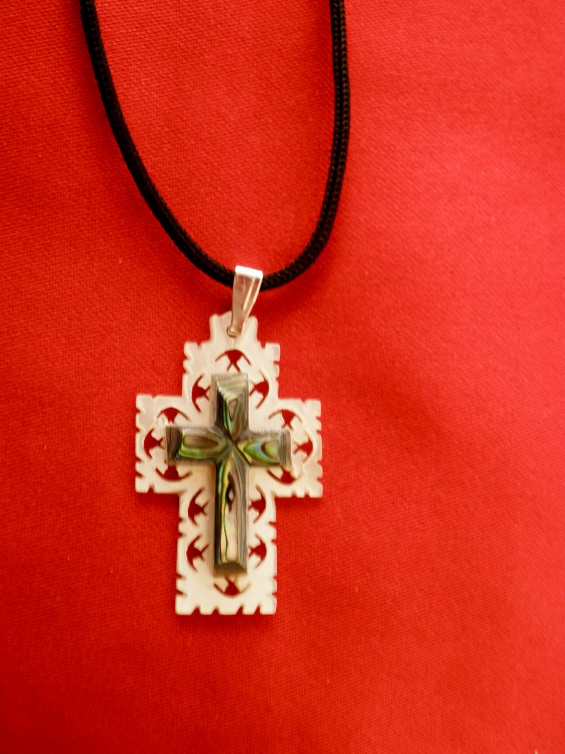 Mother of Pearl Cross Necklace 2