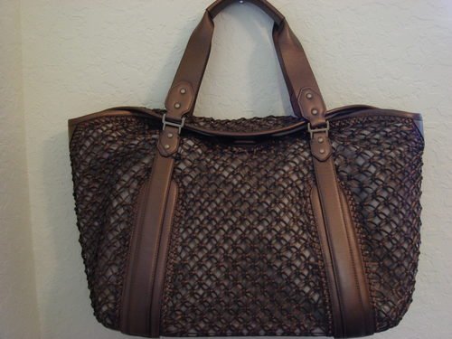 Cole Haan Woven Leather Bronze Large Carryall