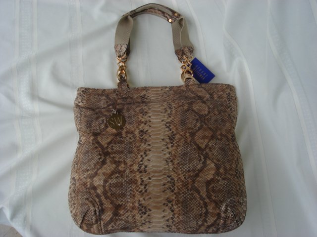 Beige Washed Boa Tote by Stuart Weitzman