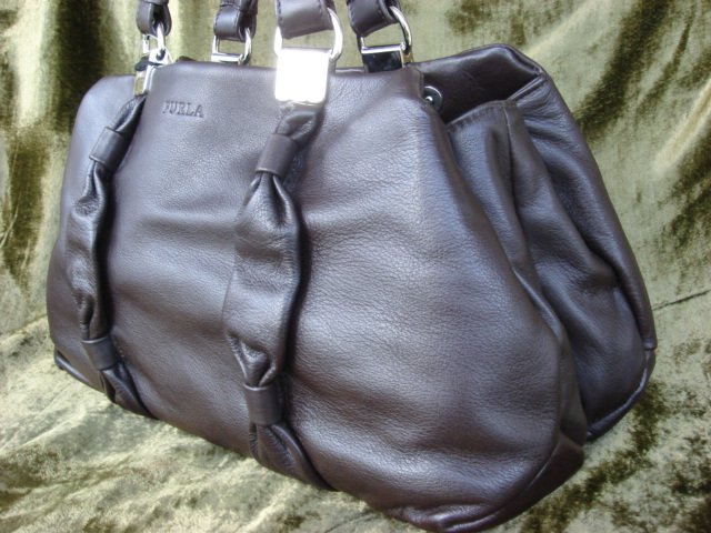 Furla Corolla Coffee Brown Leather Tote