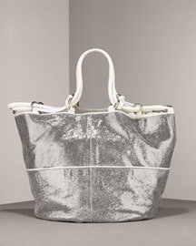 Kooba Silver Stella Metallic Leather Tote $600+