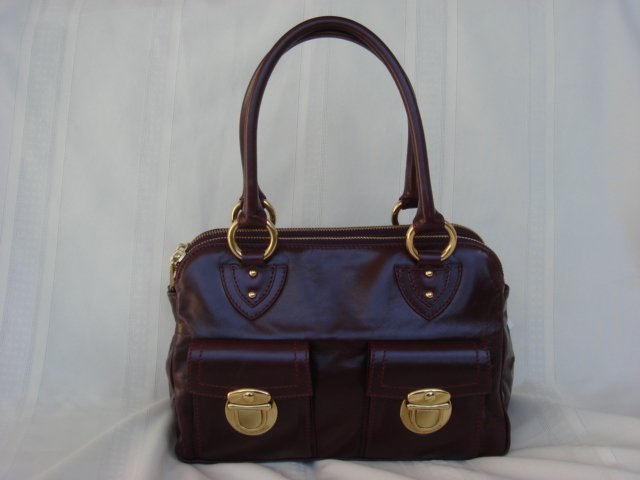 Marc Jacobs Blake Dark Plum Calf Leather $1,000++