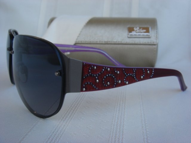 Judith Leiber MOSAIC AVIATOR Red /Dark Gray Gradient $700++