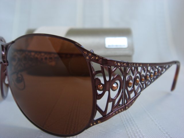 Judith Leiber Aztec Aviator Bronze Sunglasses $885++