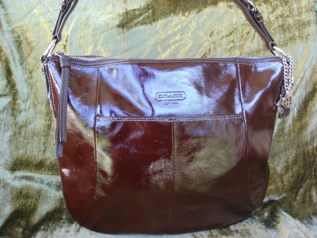 Coach Soho Brown Patent Leather Large Hobo F12687