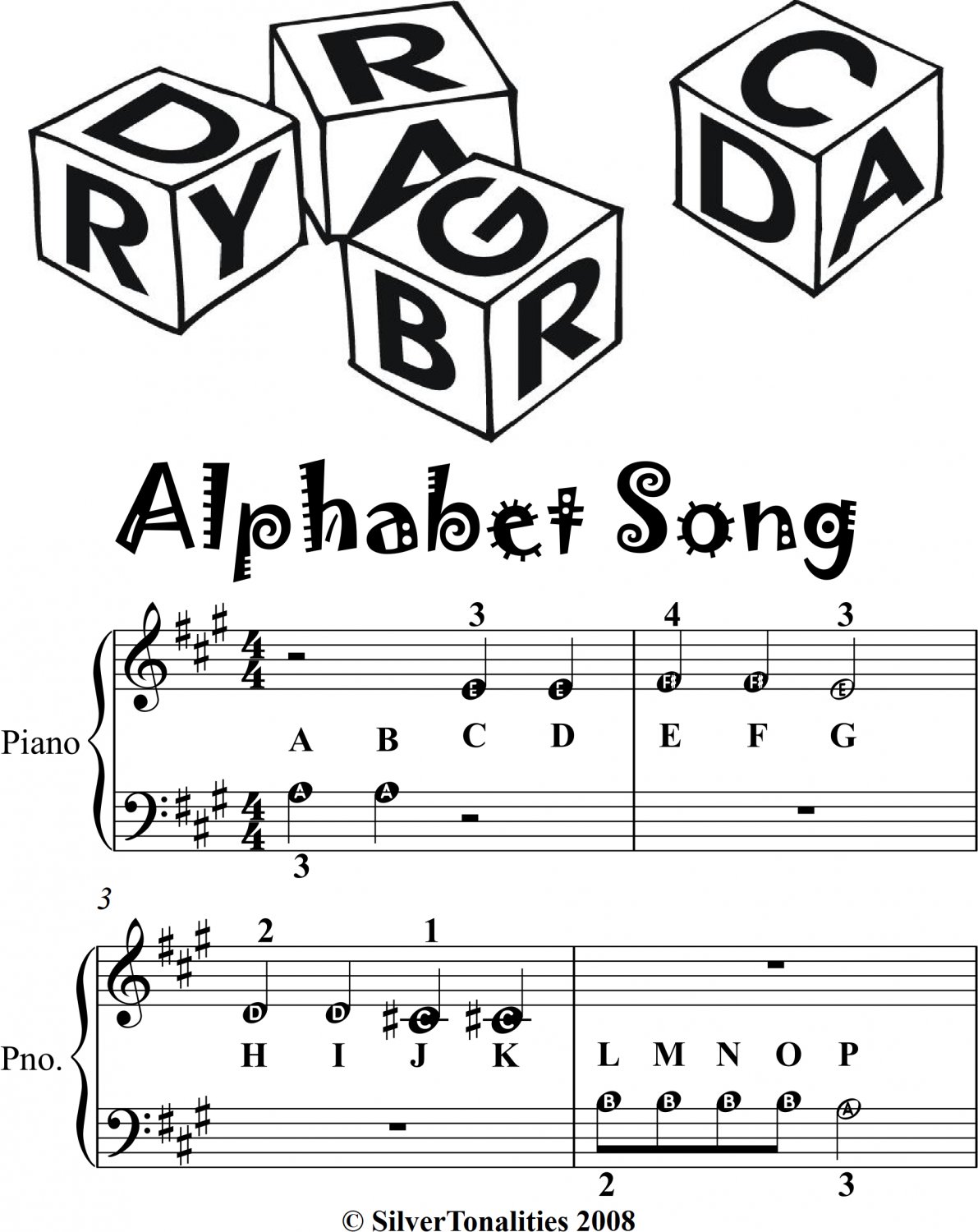 Alphabet Song Beginner Piano Sheet Music