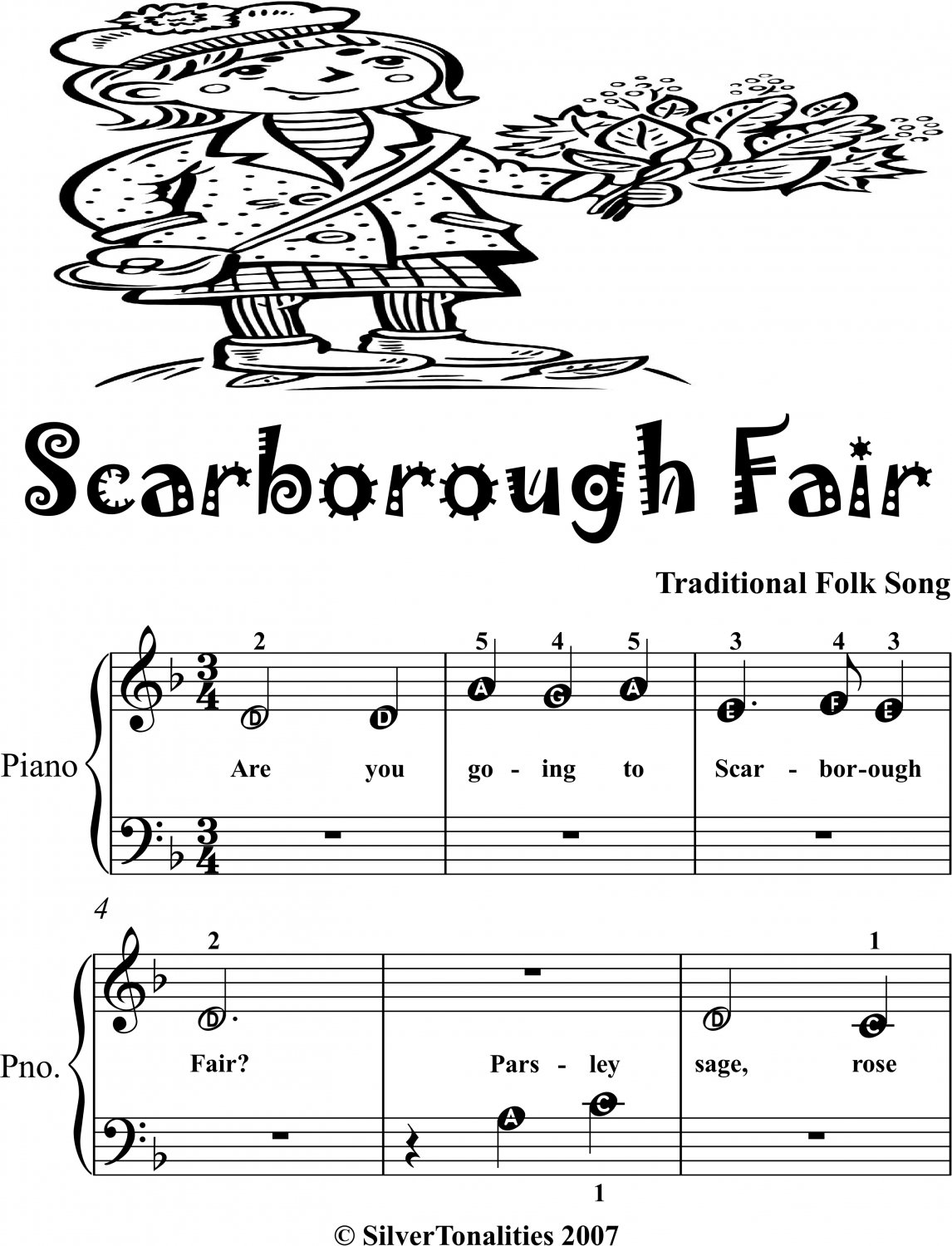 Scarborough Fair Beginner Piano Sheet Music