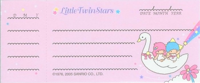 Little Twin Stars Cheque Memo Sheets