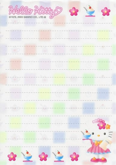 *Rare* Hello Kitty Ice Cream Waitress Memo Sheets