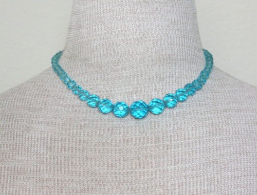 Vintage Blue Glass Short Necklace 1950s