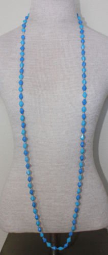 Vintage Hong Kong Blue 55 1/2" Long Strand Necklace