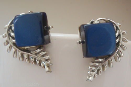 Vintage Coro Blue Lucite Clip On earrings