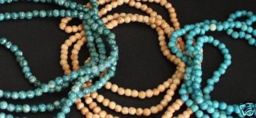 Vintage Set of 3 Blue Green Creme Stone Necklaces