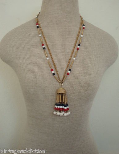 Colorful Multi Strand Vintage Tassel Necklace