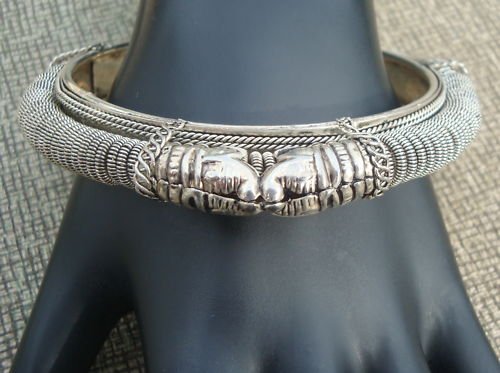 Unique Vintage Art Deco Snake Head Bangle Bracelet