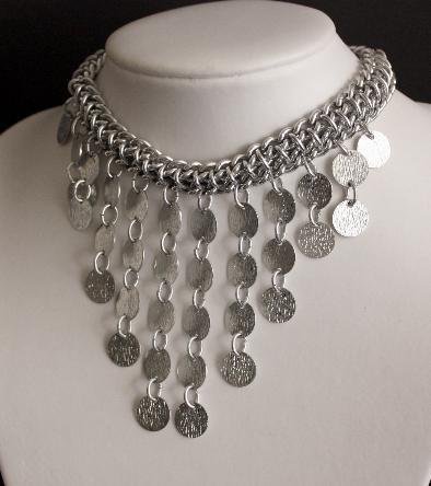Glam Vintage Silver Bib Drop Statement Necklace Japan