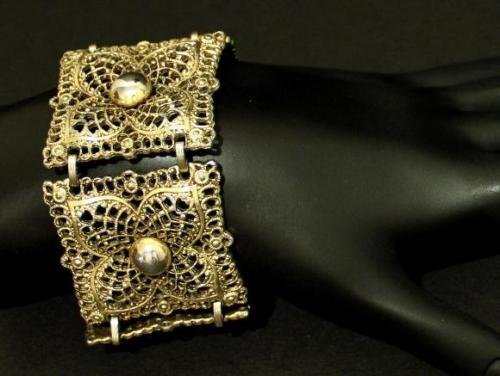 Vintage Signed Celebrity Wide Link Statement Bracelet