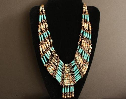 Vintage Deco Green Cleopatra Egyptian Necklace