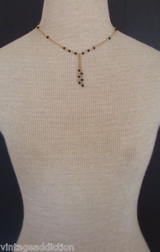 Cute Vintage Black Glass Crystal Choker Necklace