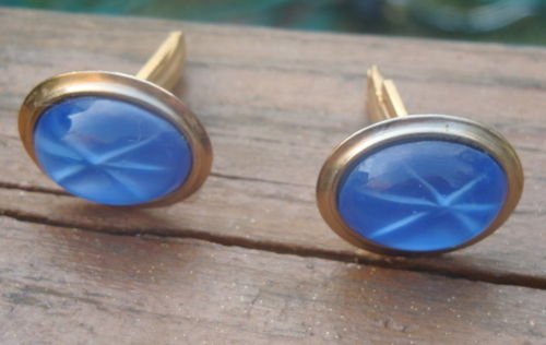 Vintage Blue Glass Cuff Links