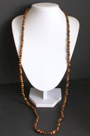 Vintage Tiger's Eye Long Strand Necklace 40" On 14K