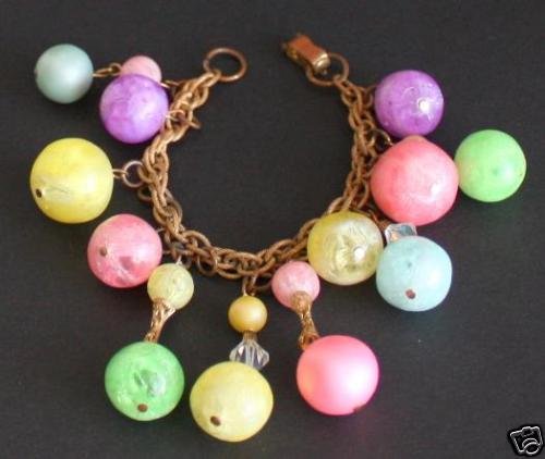 Vintage Crystal Glass Multi Color Charm Bracelet