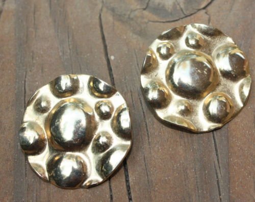 Vintage Gold Hammered Chunky Pierced Earrings 1980s