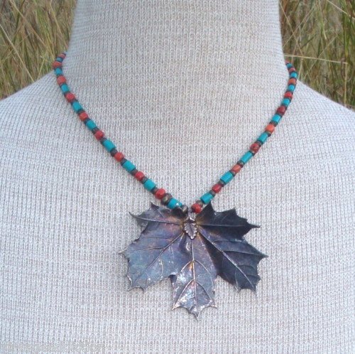 Vintage Southwestern Turquoise & Coral Pendant Necklace