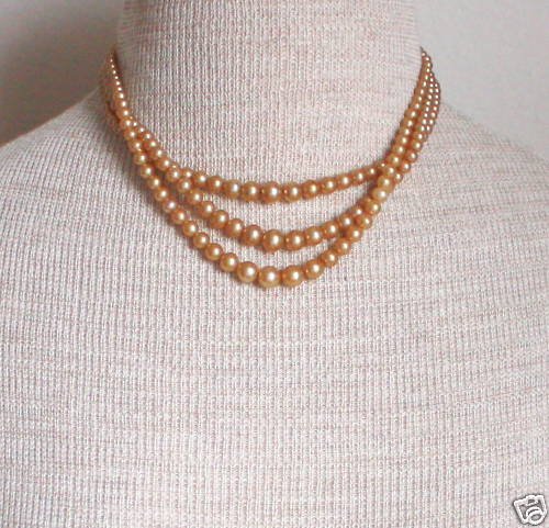 Vintage Art Deco Multi Strands Pearl Necklace Sterling