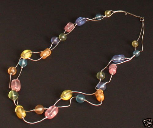 Vintage Colorful Art Glass Multiple Strands Necklace